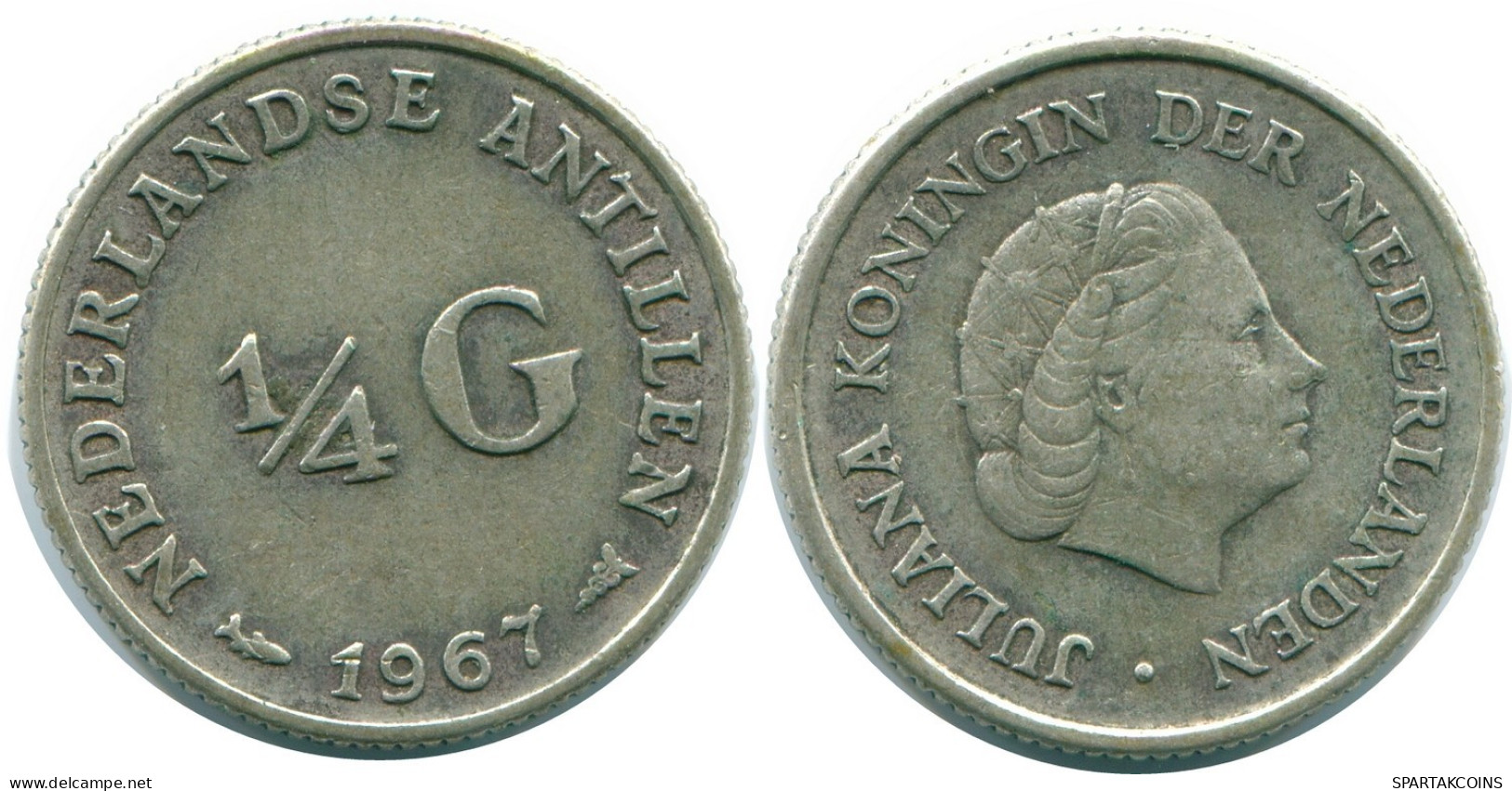 1/4 GULDEN 1967 ANTILLAS NEERLANDESAS PLATA Colonial Moneda #NL11599.4.E.A - Antilles Néerlandaises