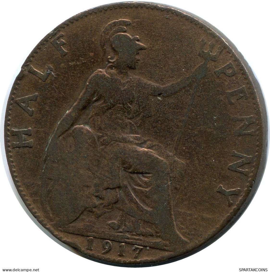 HALF PENNY 1917 UK GREAT BRITAIN Coin #BA962.U.A - C. 1/2 Penny