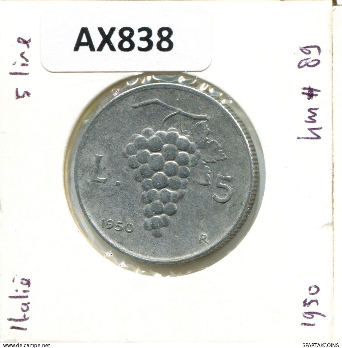 5 LIRE 1950 ITALY Coin #AX838.U.A - 5 Liras
