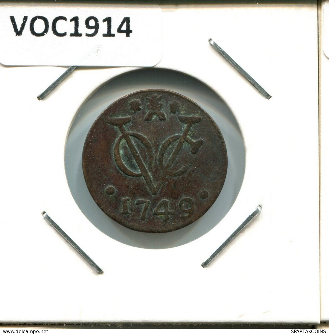 1749 ZEALAND VOC DUIT NIEDERLANDE OSTINDIEN NY COLONIAL PENNY #VOC1914.10.D.A - Indes Neerlandesas