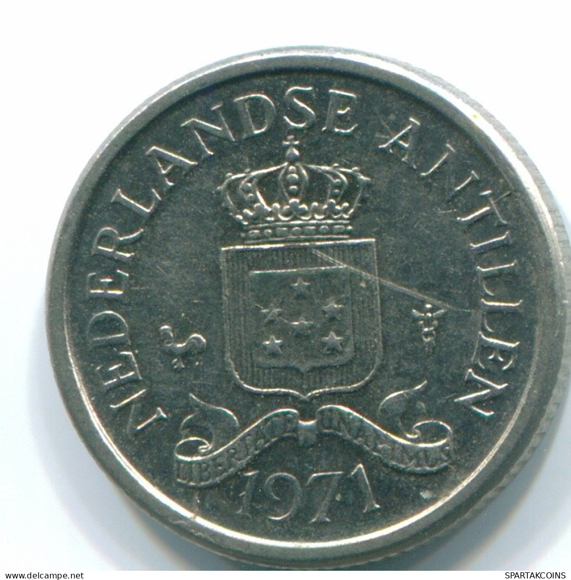 10 CENTS 1971 ANTILLES NÉERLANDAISES Nickel Colonial Pièce #S13483.F.A - Antille Olandesi