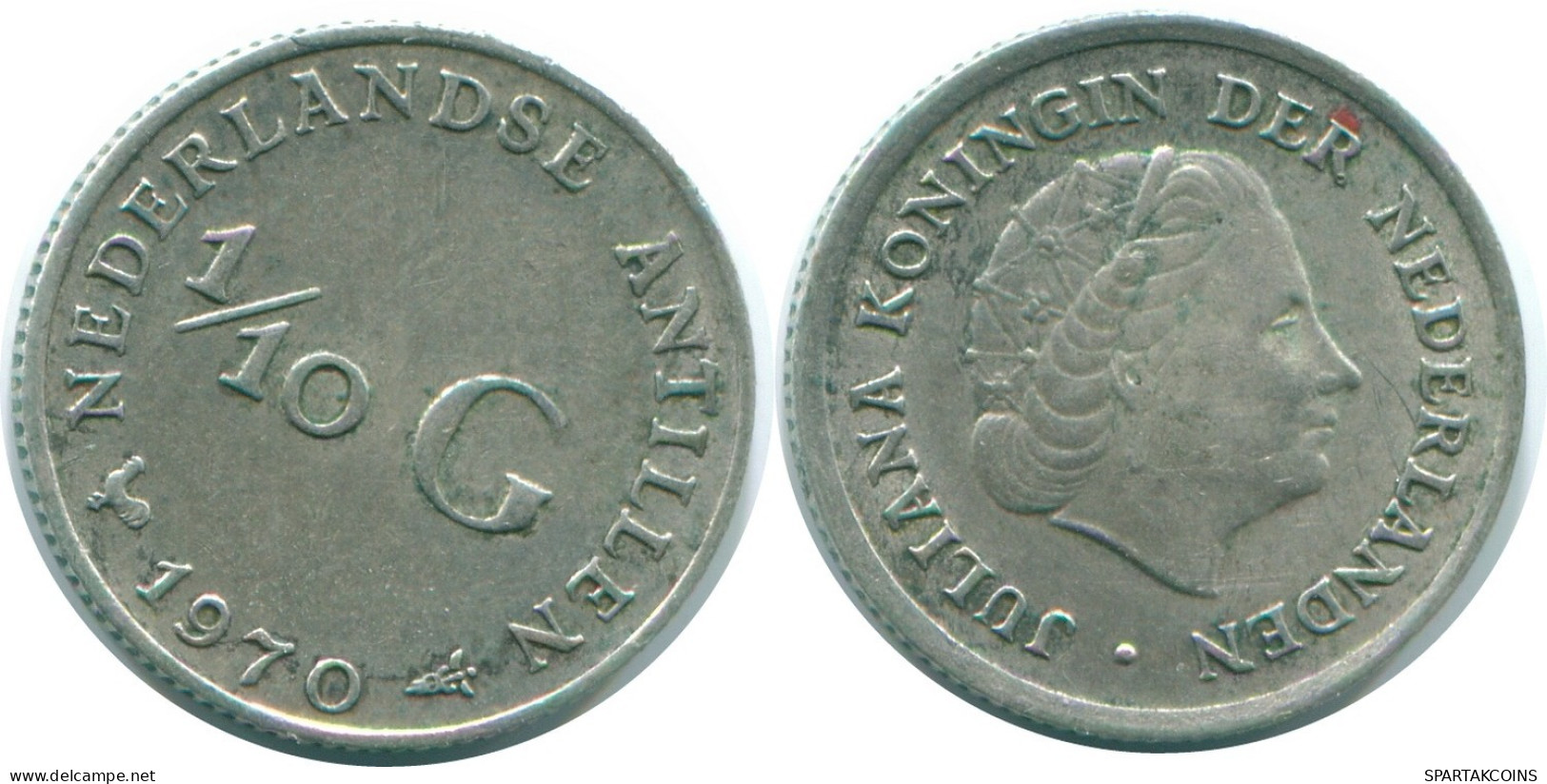 1/10 GULDEN 1970 ANTILLAS NEERLANDESAS PLATA Colonial Moneda #NL13094.3.E.A - Antilles Néerlandaises