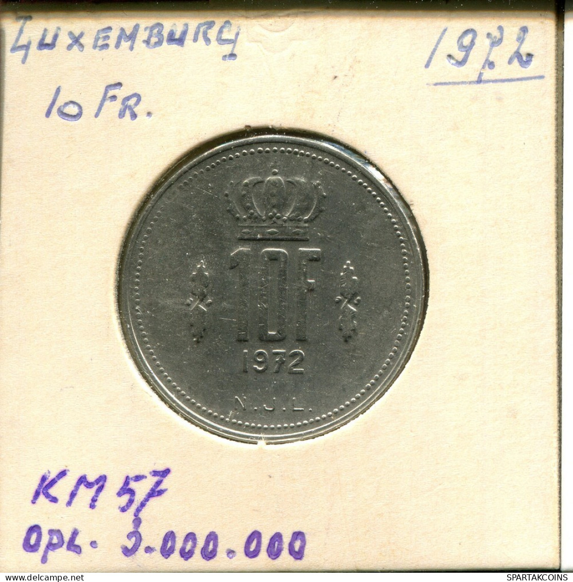 10 FRANCS 1972 LUXEMBURG LUXEMBOURG Münze #AT239.D.A - Luxembourg