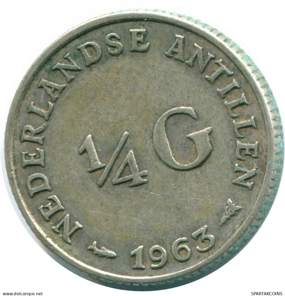 1/4 GULDEN 1963 NETHERLANDS ANTILLES SILVER Colonial Coin #NL11224.4.U.A - Antille Olandesi