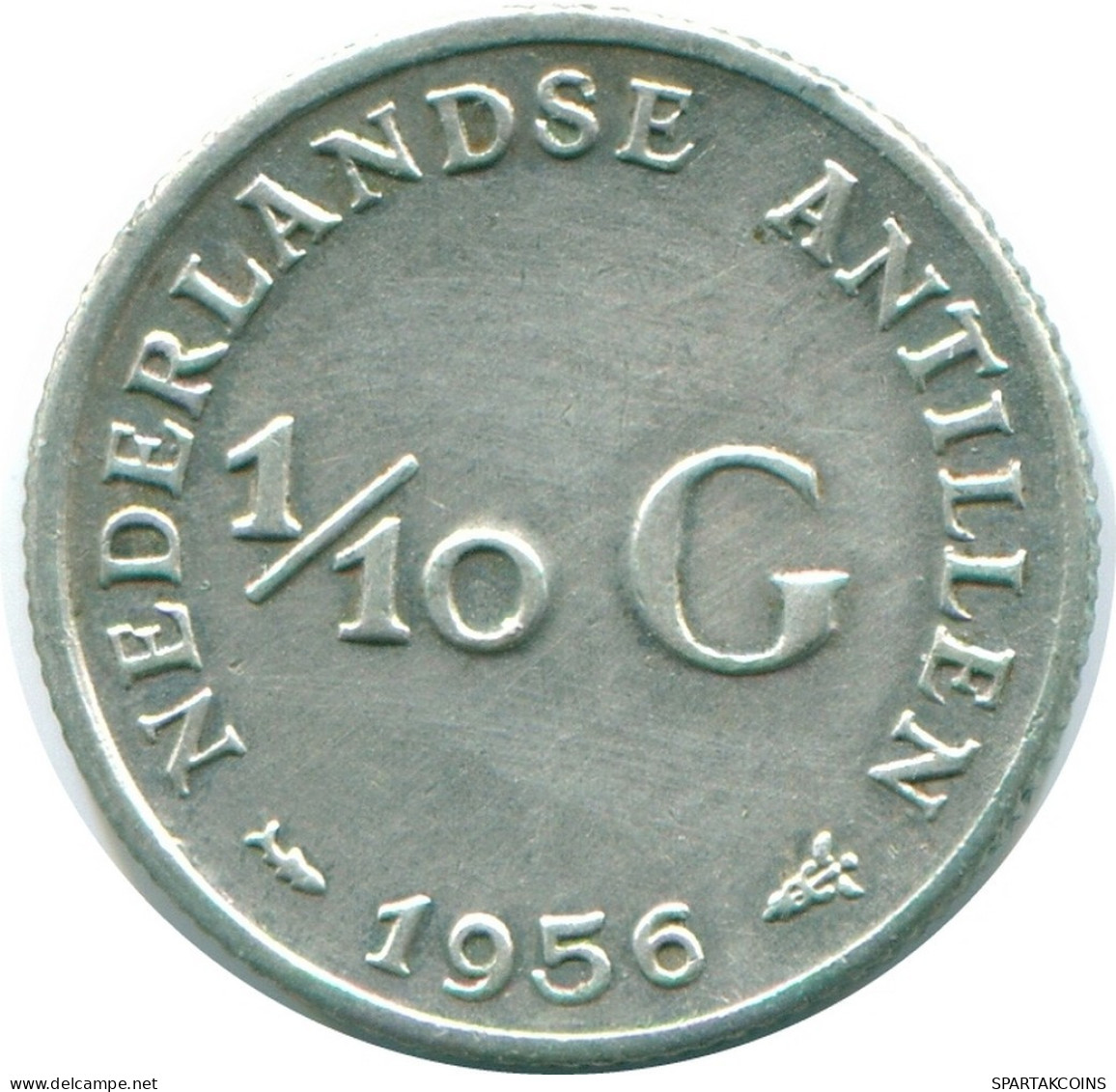 1/10 GULDEN 1956 NETHERLANDS ANTILLES SILVER Colonial Coin #NL12071.3.U.A - Niederländische Antillen