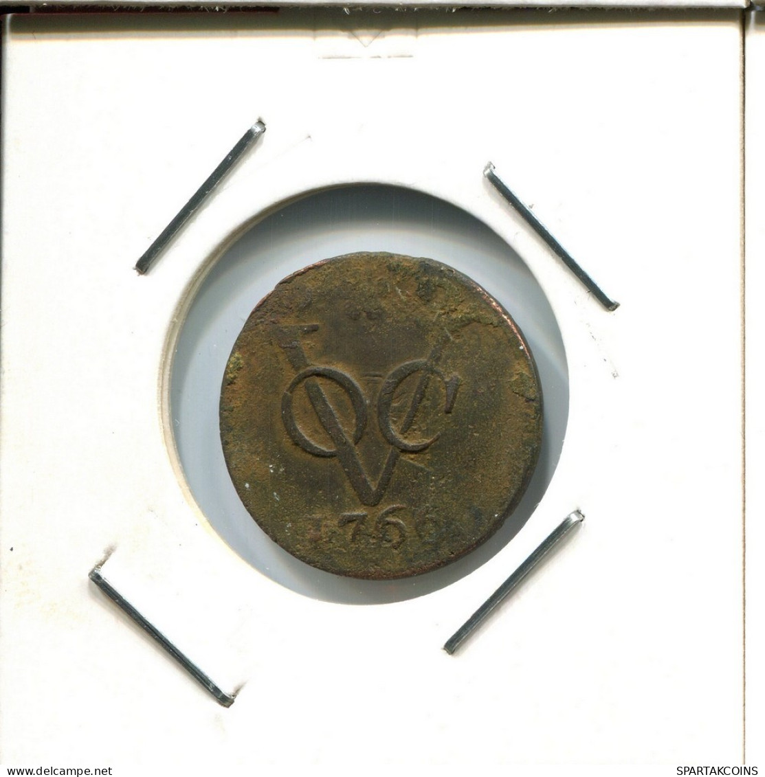 1766 HOLLAND VOC DUIT NETHERLANDS INDIES NEW YORK COLONIAL PENNY #VOC2740.7.U.A - Indie Olandesi