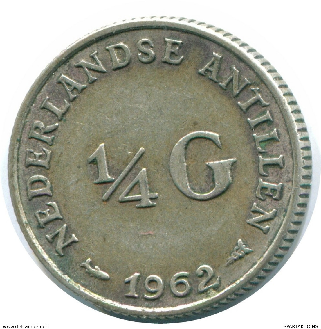 1/4 GULDEN 1962 NIEDERLÄNDISCHE ANTILLEN SILBER Koloniale Münze #NL11156.4.D.A - Niederländische Antillen