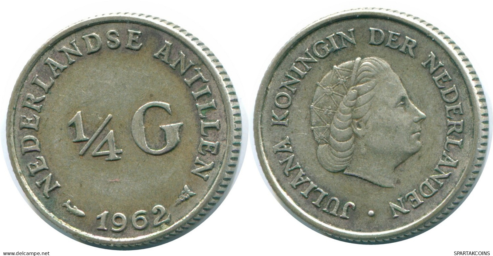 1/4 GULDEN 1962 NIEDERLÄNDISCHE ANTILLEN SILBER Koloniale Münze #NL11156.4.D.A - Niederländische Antillen