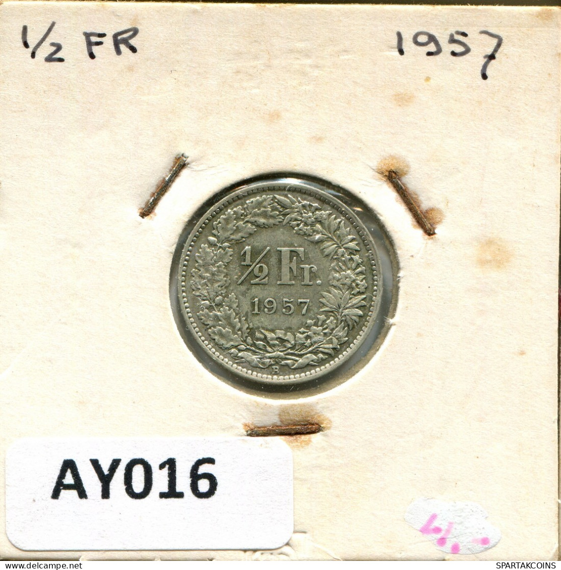 1/2 FRANC 1957 B SWITZERLAND Coin SILVER #AY016.3.U.A - Andere & Zonder Classificatie