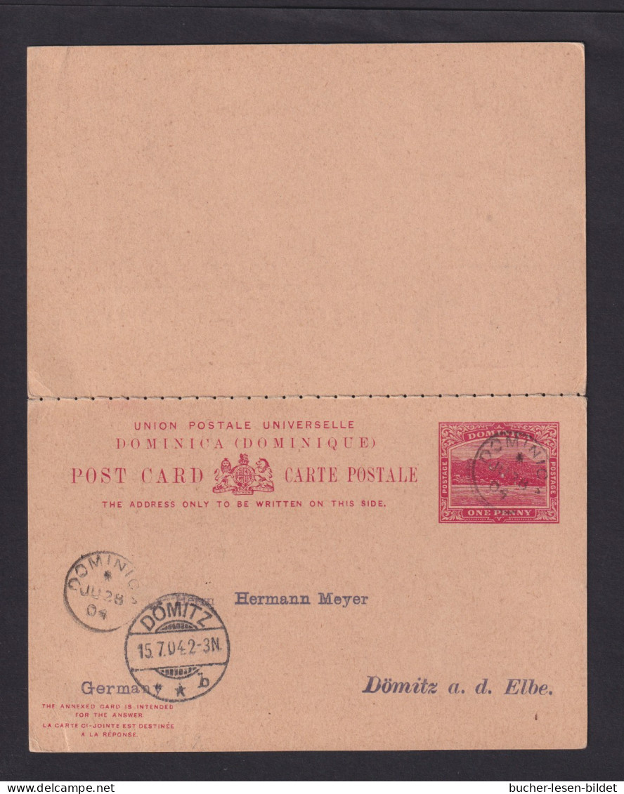 1904 - 1 P Doppel-Ganzsache (P 9) Ab Dominica Nach Deutschland - Dominique (...-1978)