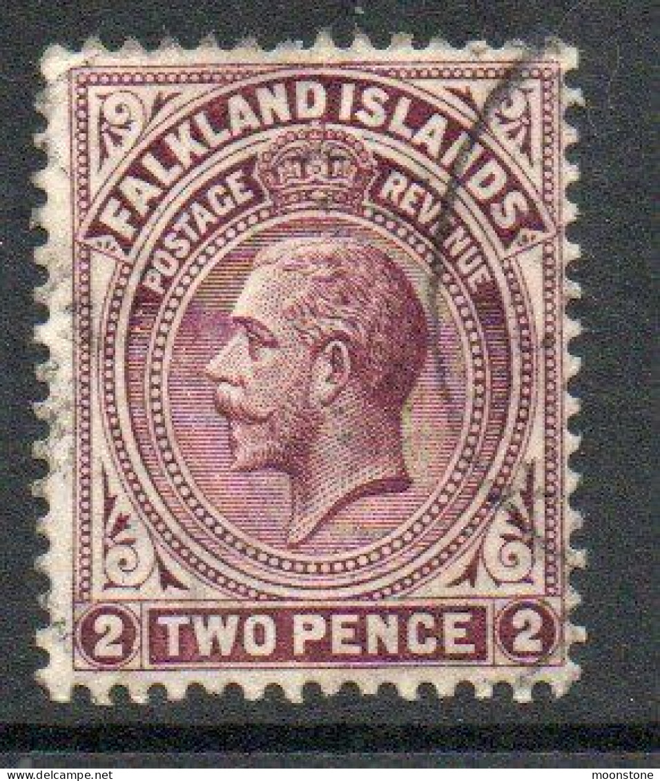 Falkland Islands GV 1912-20 2d Maroon Definitive, Line Perf 14, Wmk. Multiple Crown CA, Used, SG 62b - Falklandeilanden