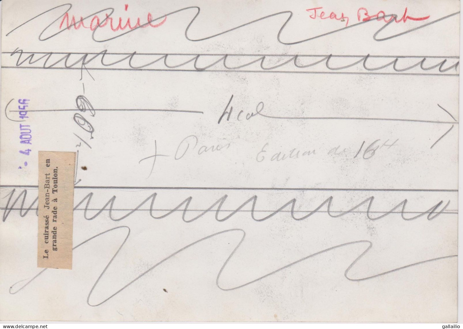PHOTO PRESSE LE CUIRASSE JEAN BART EN RADE A TOULON AOUT 1956 FORMAT 18 X 13 CMS - Boten