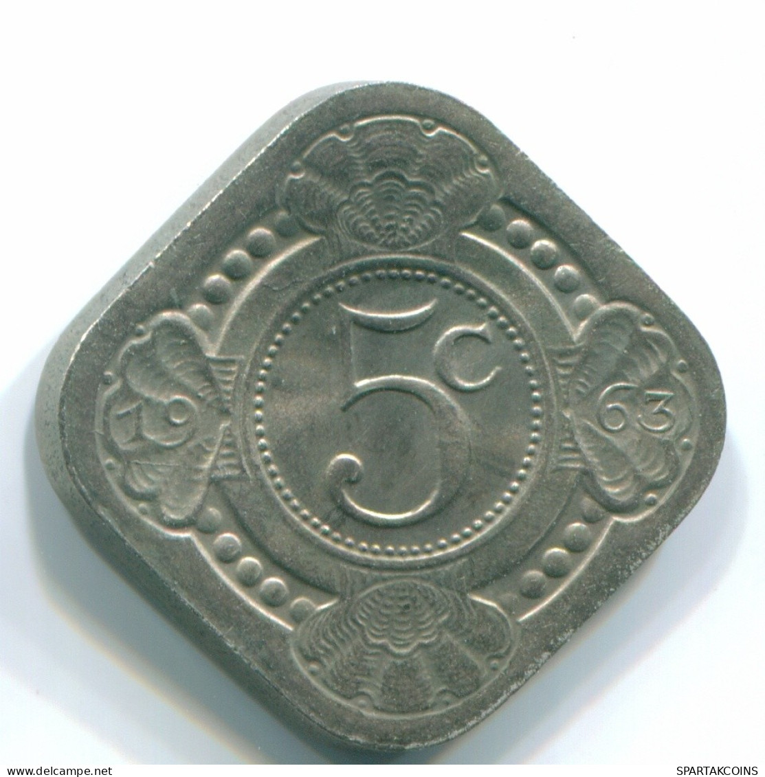 5 CENTS 1963 ANTILLAS NEERLANDESAS Nickel Colonial Moneda #S12427.E.A - Antille Olandesi