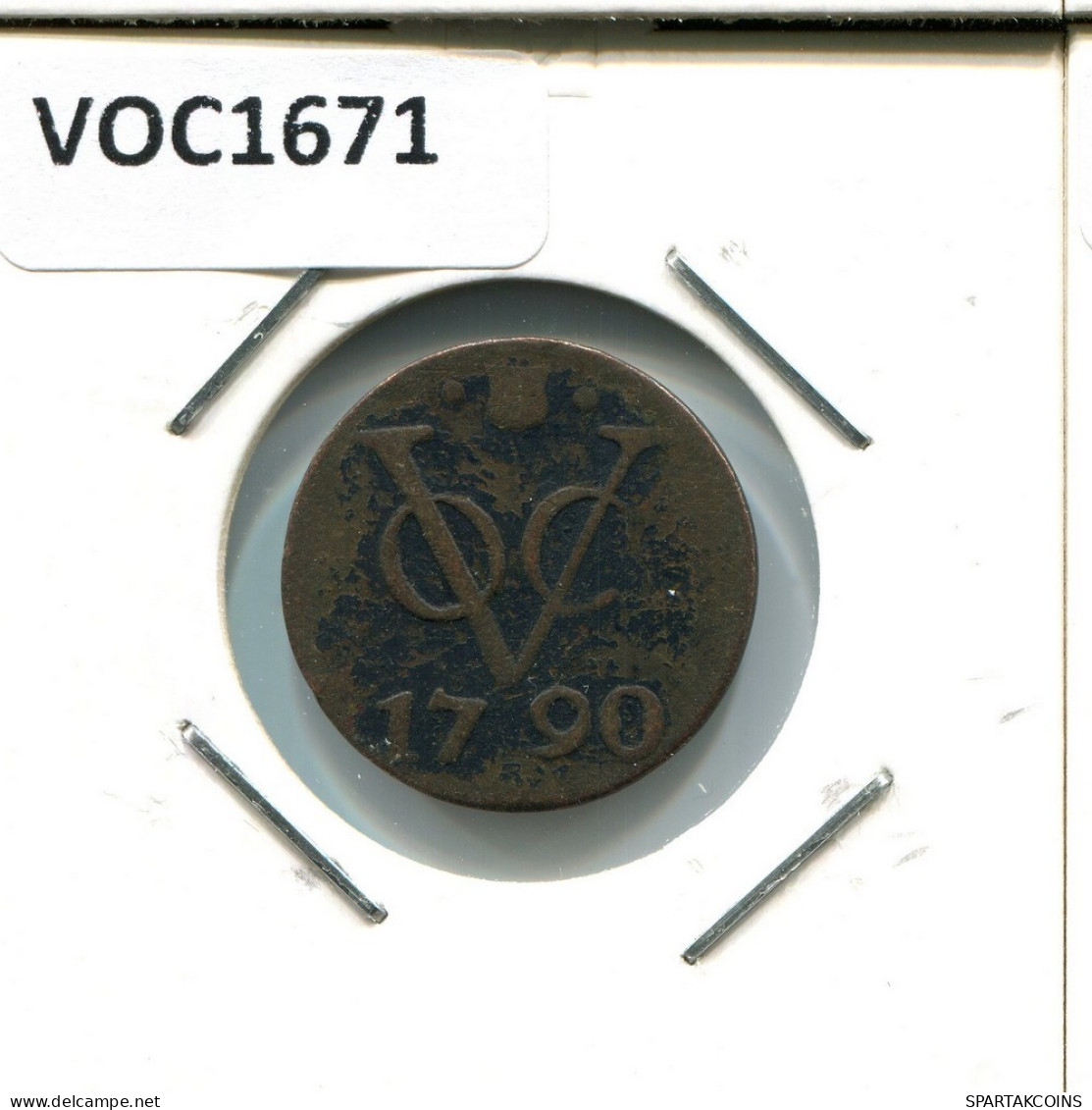 1790 UTRECHT VOC DUIT NETHERLANDS INDIES NEW YORK COLONIAL PENNY #VOC1671.10.U.A - Niederländisch-Indien
