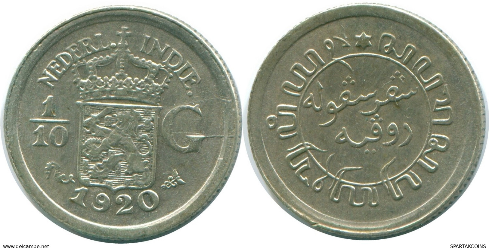 1/10 GULDEN 1920 NETHERLANDS EAST INDIES SILVER Colonial Coin #NL13394.3.U.A - Indes Néerlandaises