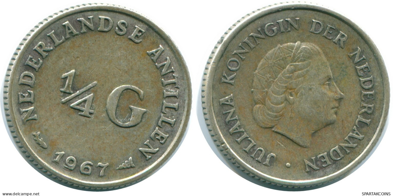 1/4 GULDEN 1967 NETHERLANDS ANTILLES SILVER Colonial Coin #NL11581.4.U.A - Antille Olandesi