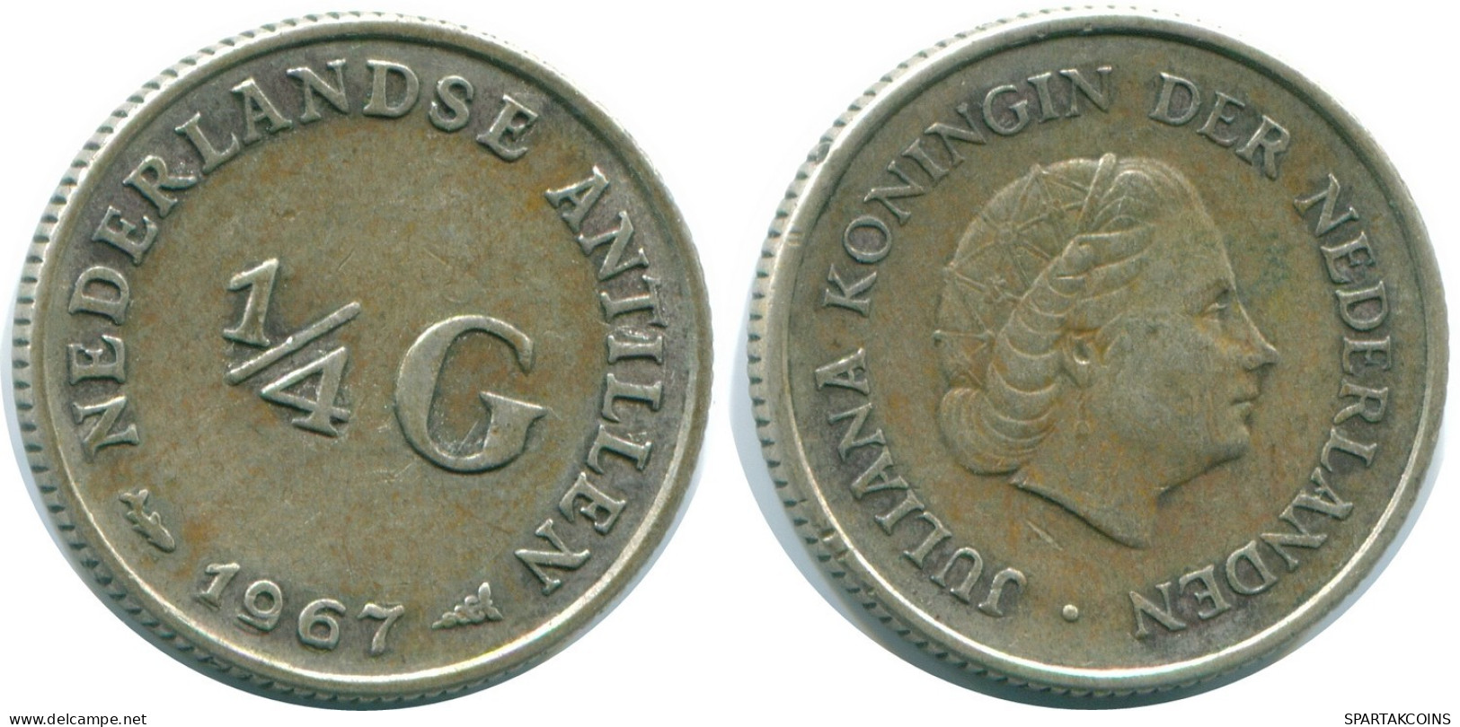 1/4 GULDEN 1967 NETHERLANDS ANTILLES SILVER Colonial Coin #NL11581.4.U.A - Antilles Néerlandaises