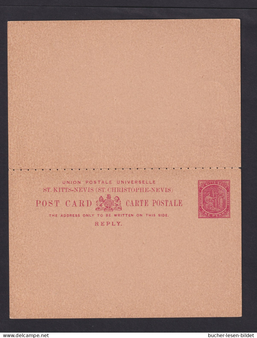 St. Kitts-Nevis - 1904 - 1 P. Doppel-Ganzsache (P 3) Ab St. Kitts Nach Deutschland - St.Cristopher-Nevis & Anguilla (...-1980)