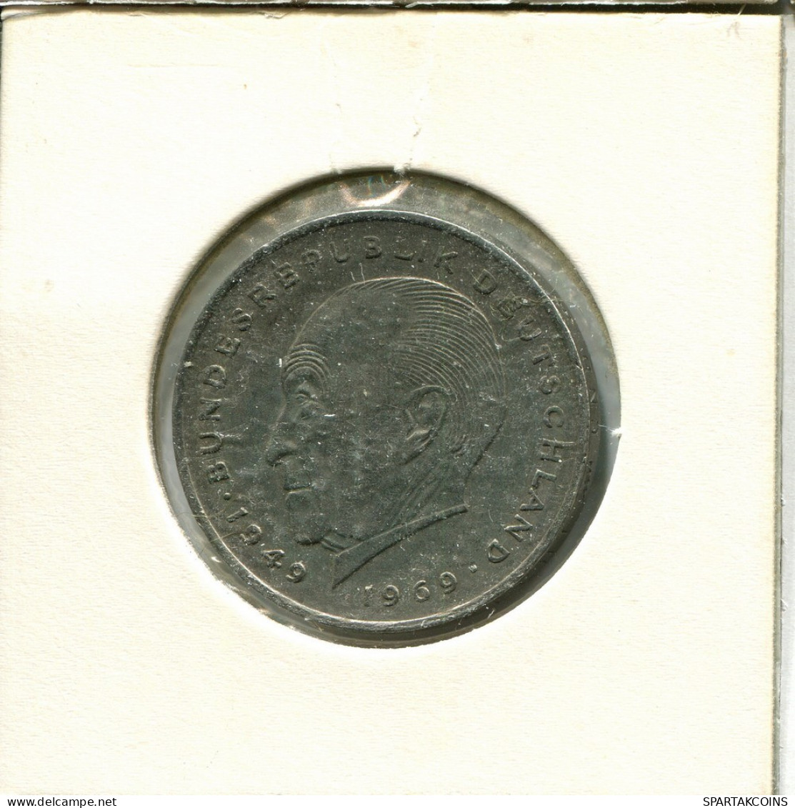 2 DM 1969 J K.ADENAUER WEST & UNIFIED GERMANY Coin #AU747.U.A - 2 Marcos