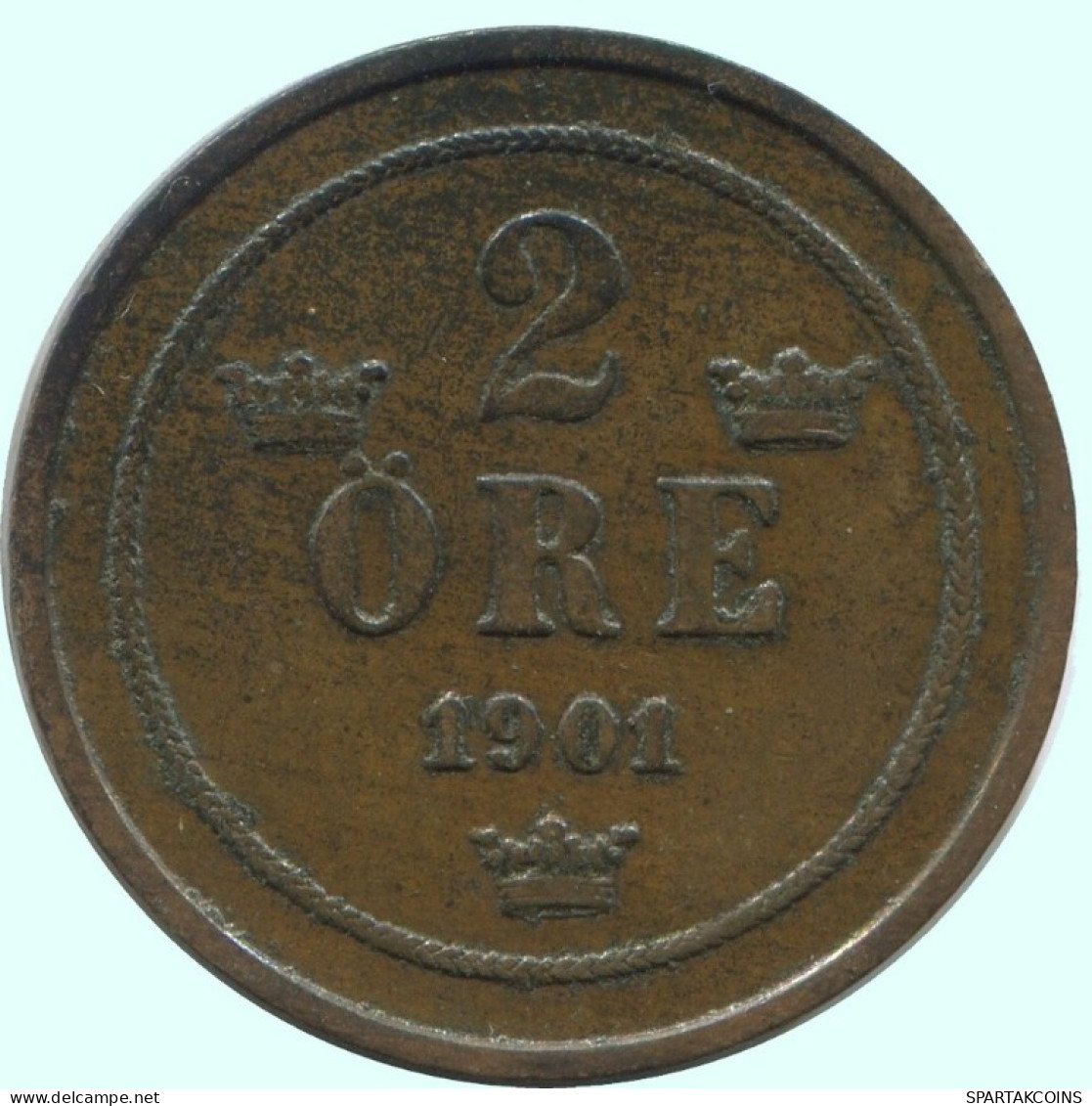2 ORE 1901 SUÈDE SWEDEN Pièce #AC936.2.F.A - Suède