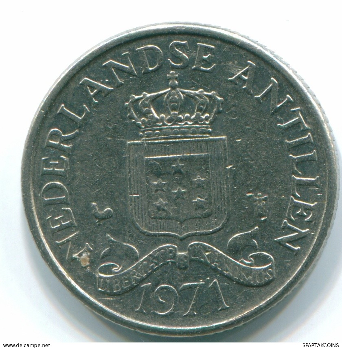 25 CENTS 1971 ANTILLAS NEERLANDESAS Nickel Colonial Moneda #S11509.E.A - Antilles Néerlandaises