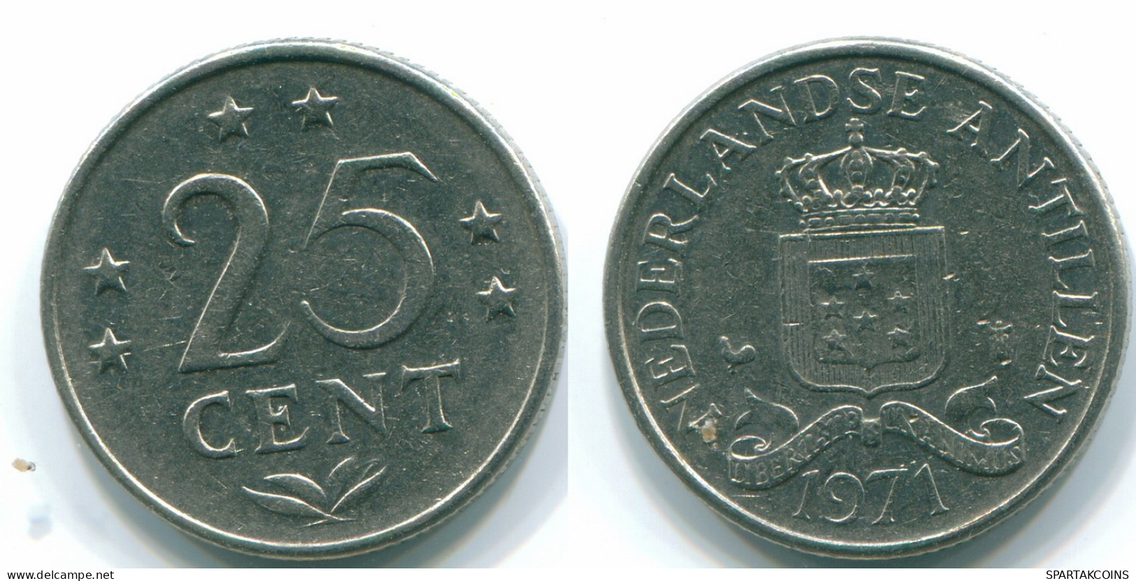 25 CENTS 1971 ANTILLAS NEERLANDESAS Nickel Colonial Moneda #S11509.E.A - Antillas Neerlandesas