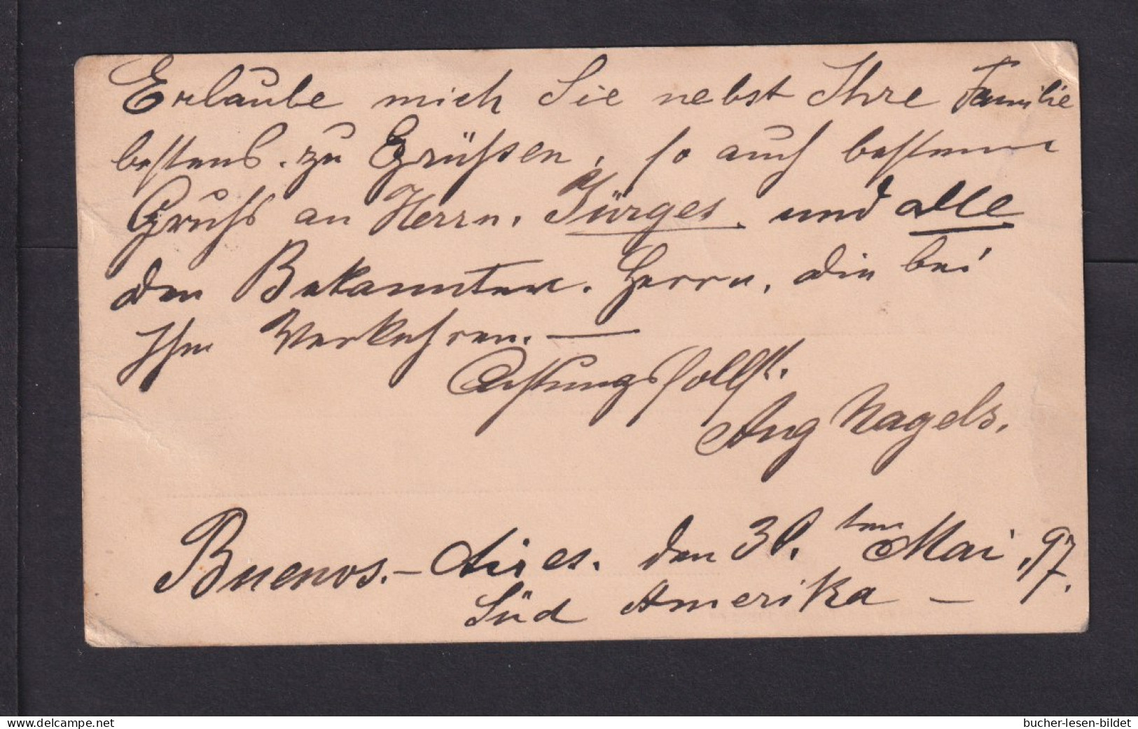 1897 - 4 C. Ganzsache Ab Buenos Aires Nach Elberfled - Tax-Stempel - Briefe U. Dokumente