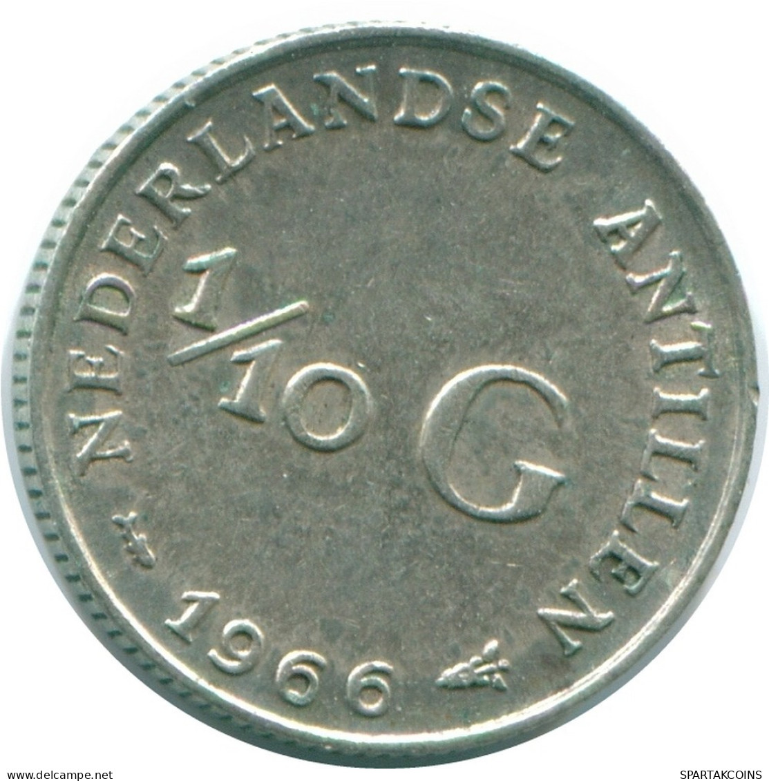 1/10 GULDEN 1966 ANTILLES NÉERLANDAISES ARGENT Colonial Pièce #NL12671.3.F.A - Antille Olandesi