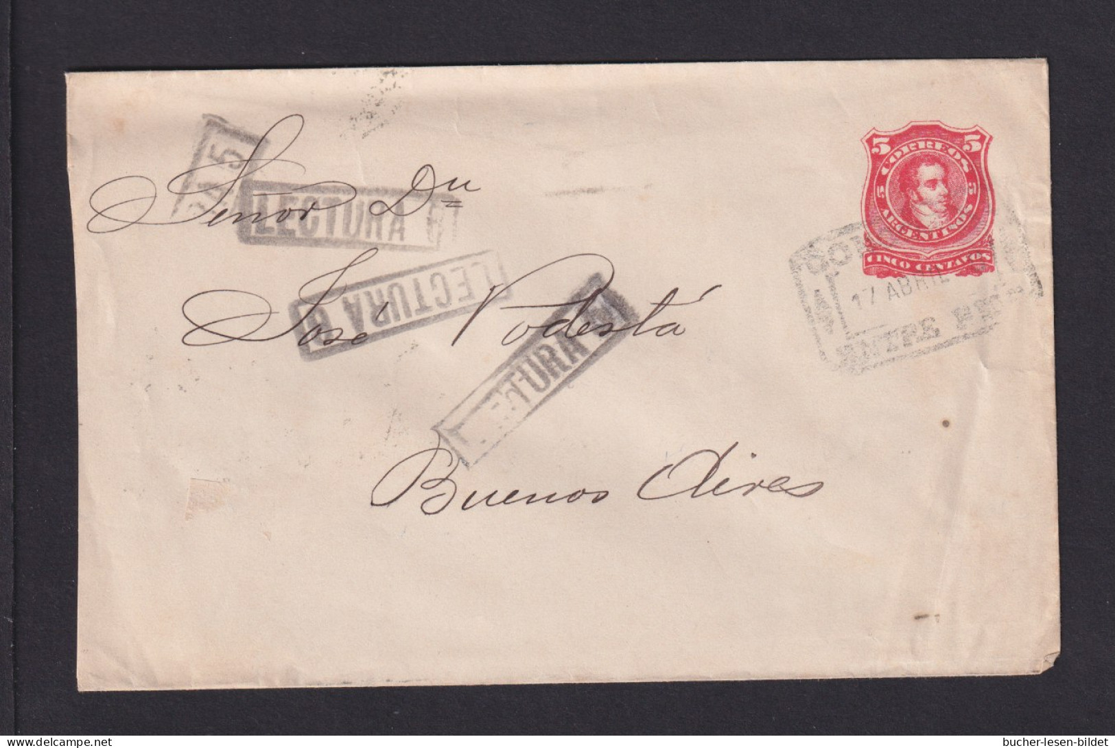 1888 - 5 C. Ganzsache Ab Concordia Nach Buenos Aires - Briefe U. Dokumente