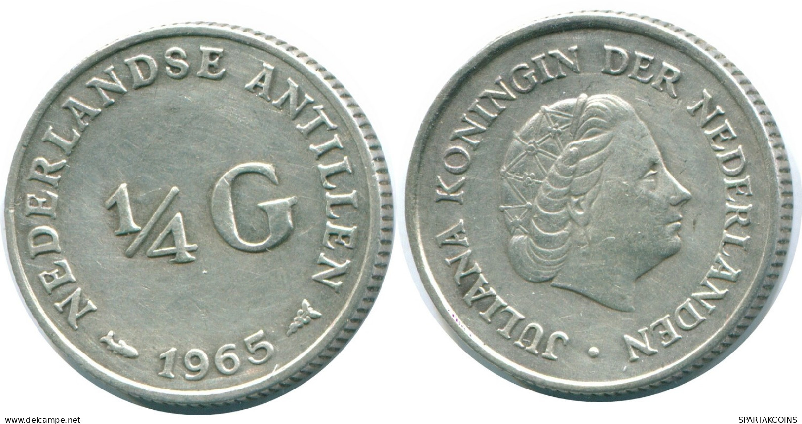 1/4 GULDEN 1965 NIEDERLÄNDISCHE ANTILLEN SILBER Koloniale Münze #NL11322.4.D.A - Antille Olandesi