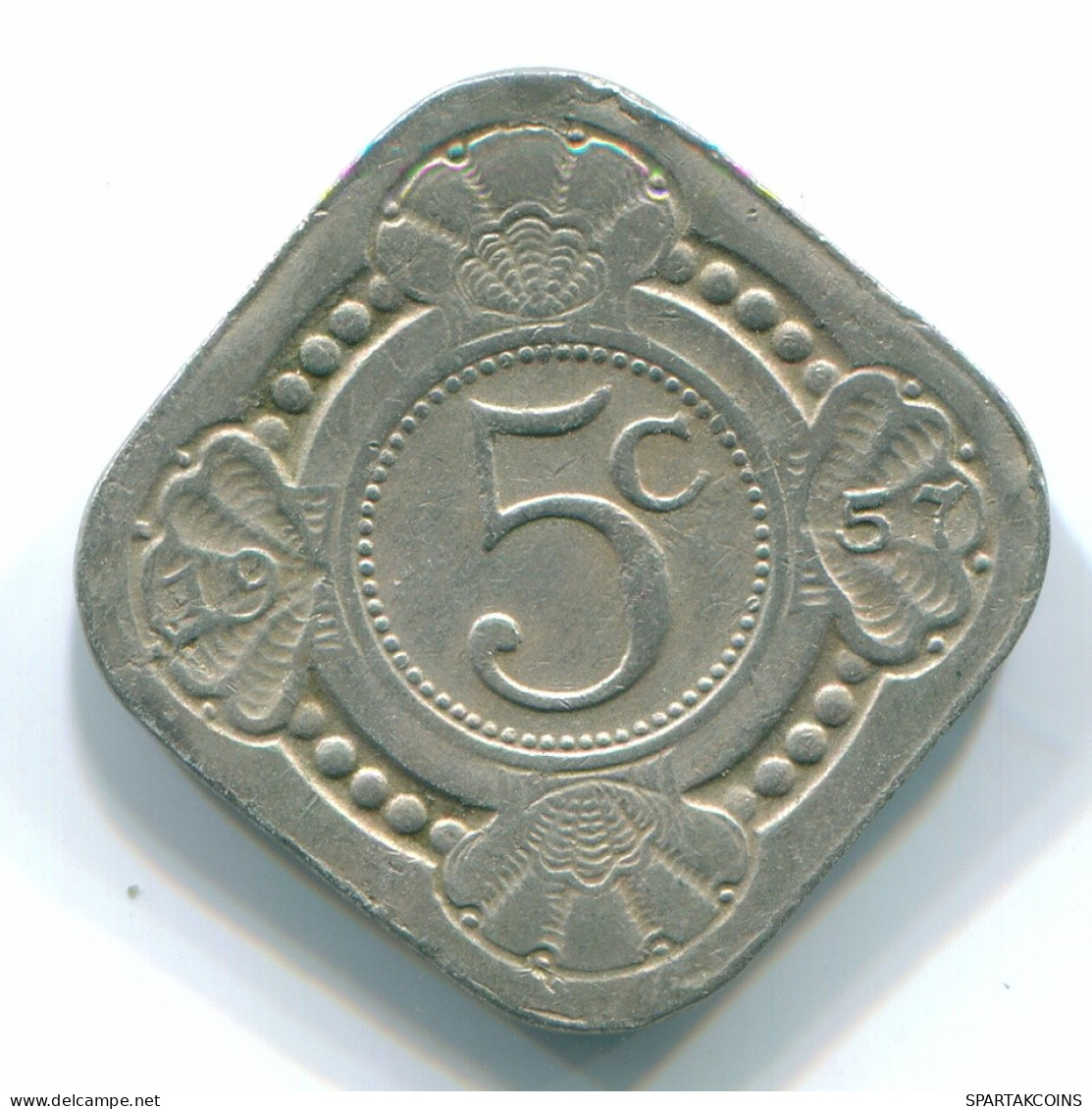 5 CENTS 1957 NETHERLANDS ANTILLES Nickel Colonial Coin #S12403.U.A - Antillas Neerlandesas