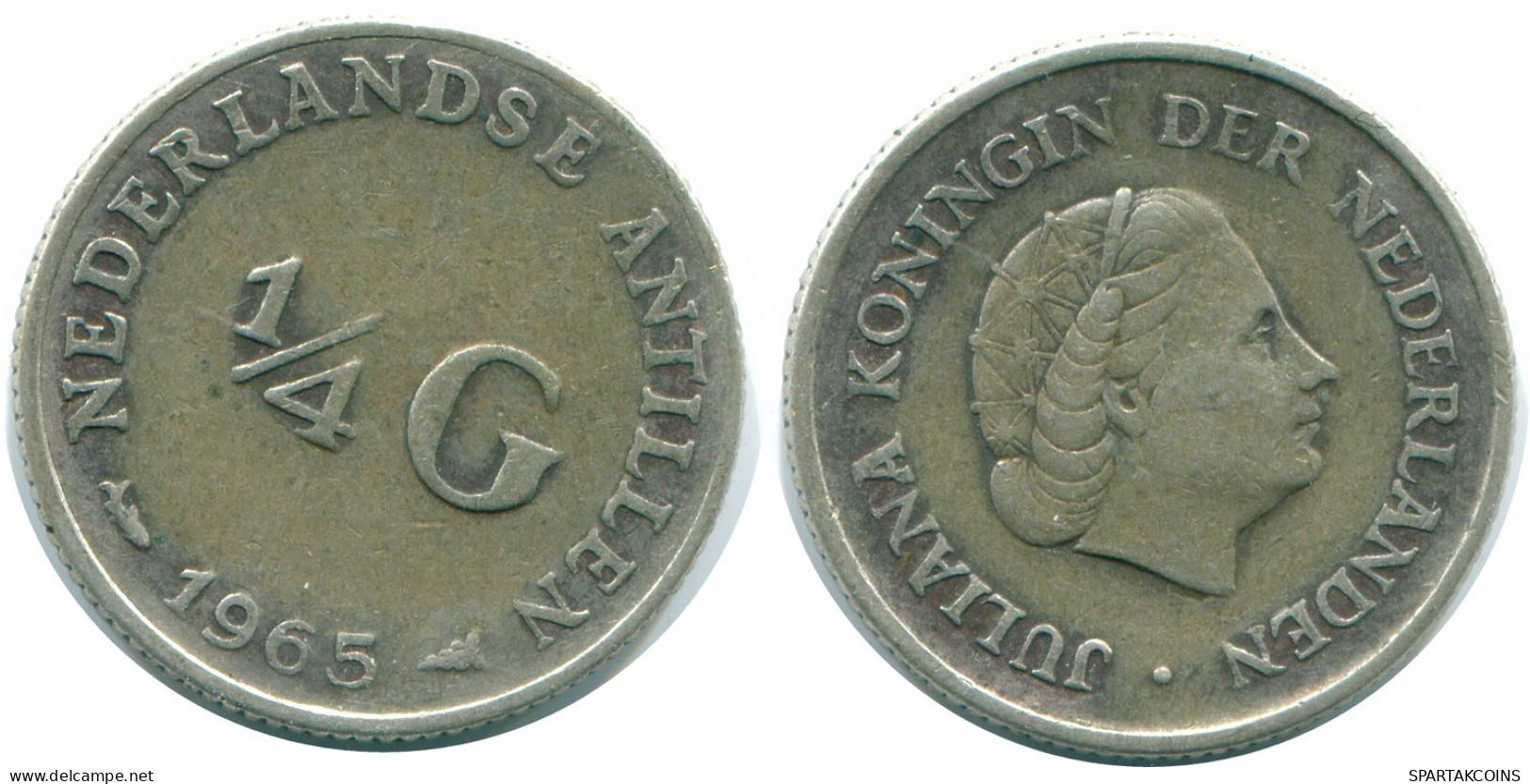 1/4 GULDEN 1965 NETHERLANDS ANTILLES SILVER Colonial Coin #NL11405.4.U.A - Niederländische Antillen