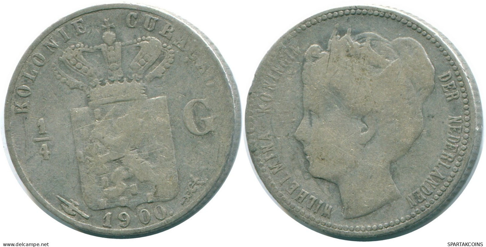 1/4 GULDEN 1900 CURACAO NEERLANDÉS NETHERLANDS PLATA Colonial #NL10527.4.E.A - Curacao