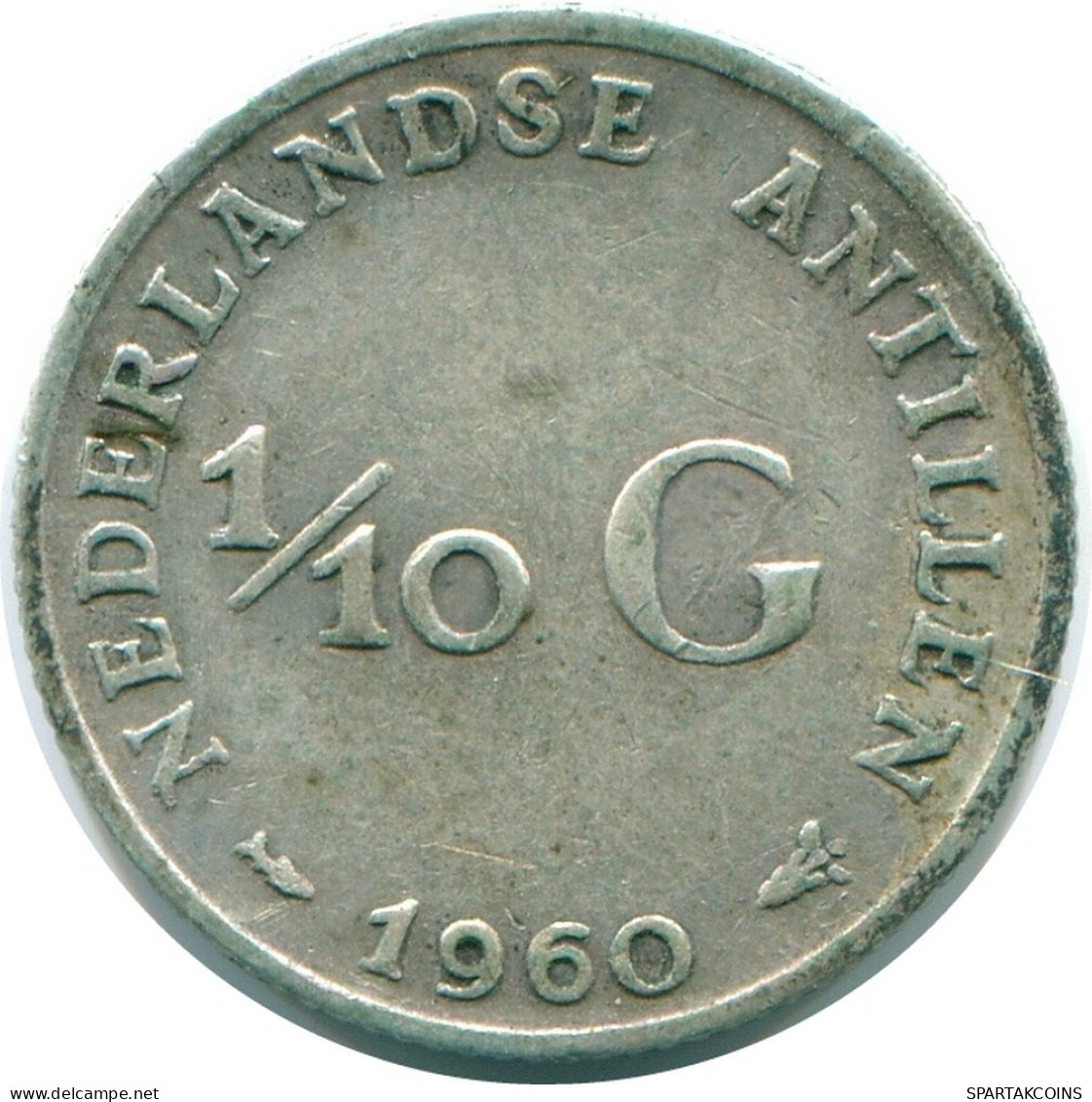 1/10 GULDEN 1960 ANTILLES NÉERLANDAISES ARGENT Colonial Pièce #NL12286.3.F.A - Antilles Néerlandaises
