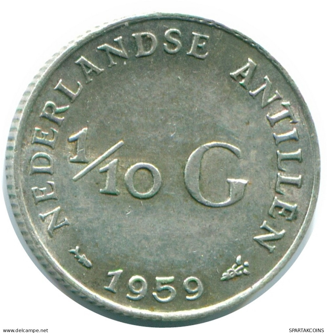 1/10 GULDEN 1959 NIEDERLÄNDISCHE ANTILLEN SILBER Koloniale Münze #NL12198.3.D.A - Niederländische Antillen