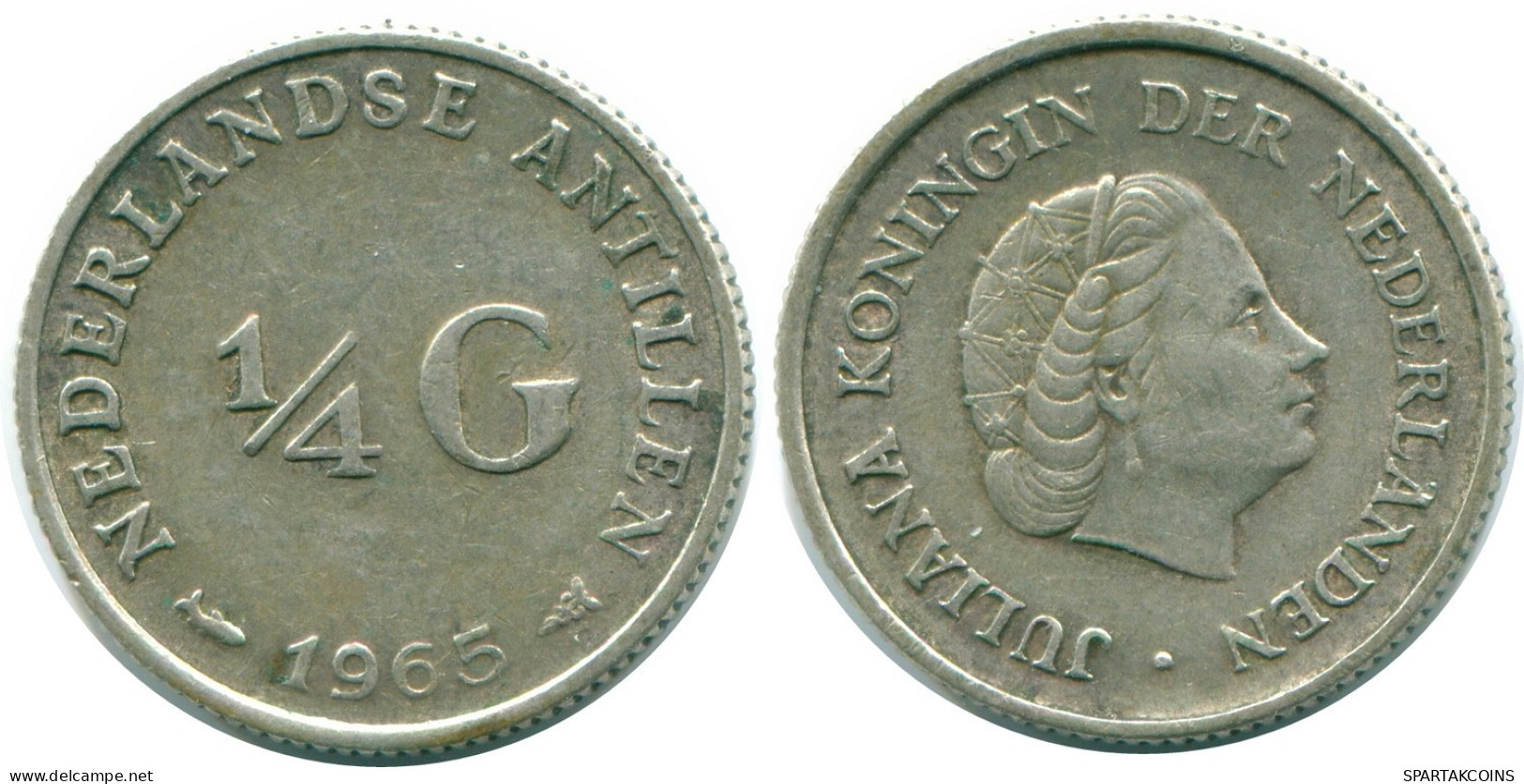 1/4 GULDEN 1965 NIEDERLÄNDISCHE ANTILLEN SILBER Koloniale Münze #NL11374.4.D.A - Antille Olandesi