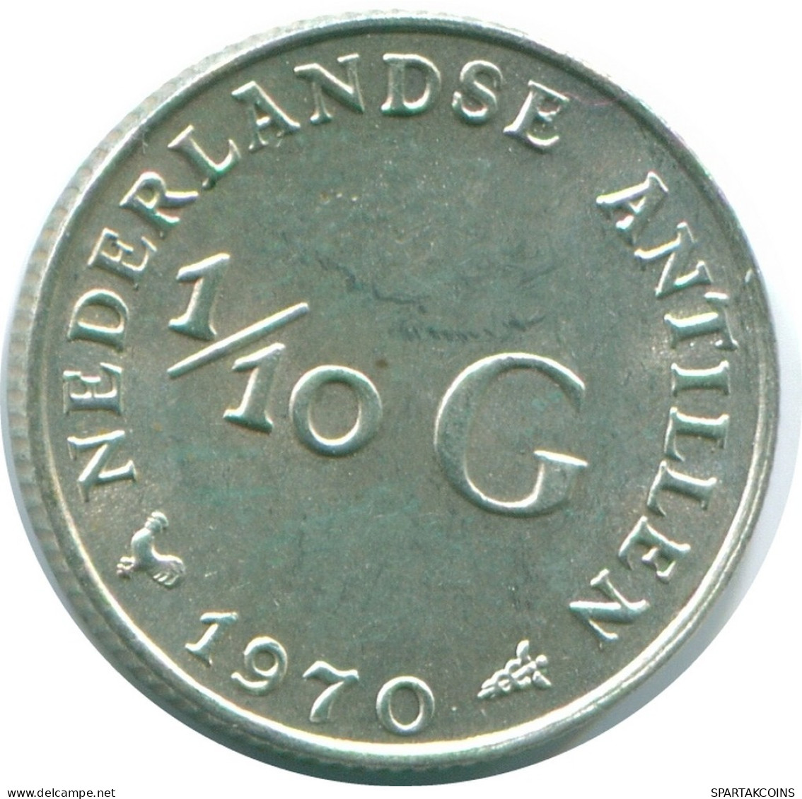 1/10 GULDEN 1970 ANTILLES NÉERLANDAISES ARGENT Colonial Pièce #NL13010.3.F.A - Nederlandse Antillen