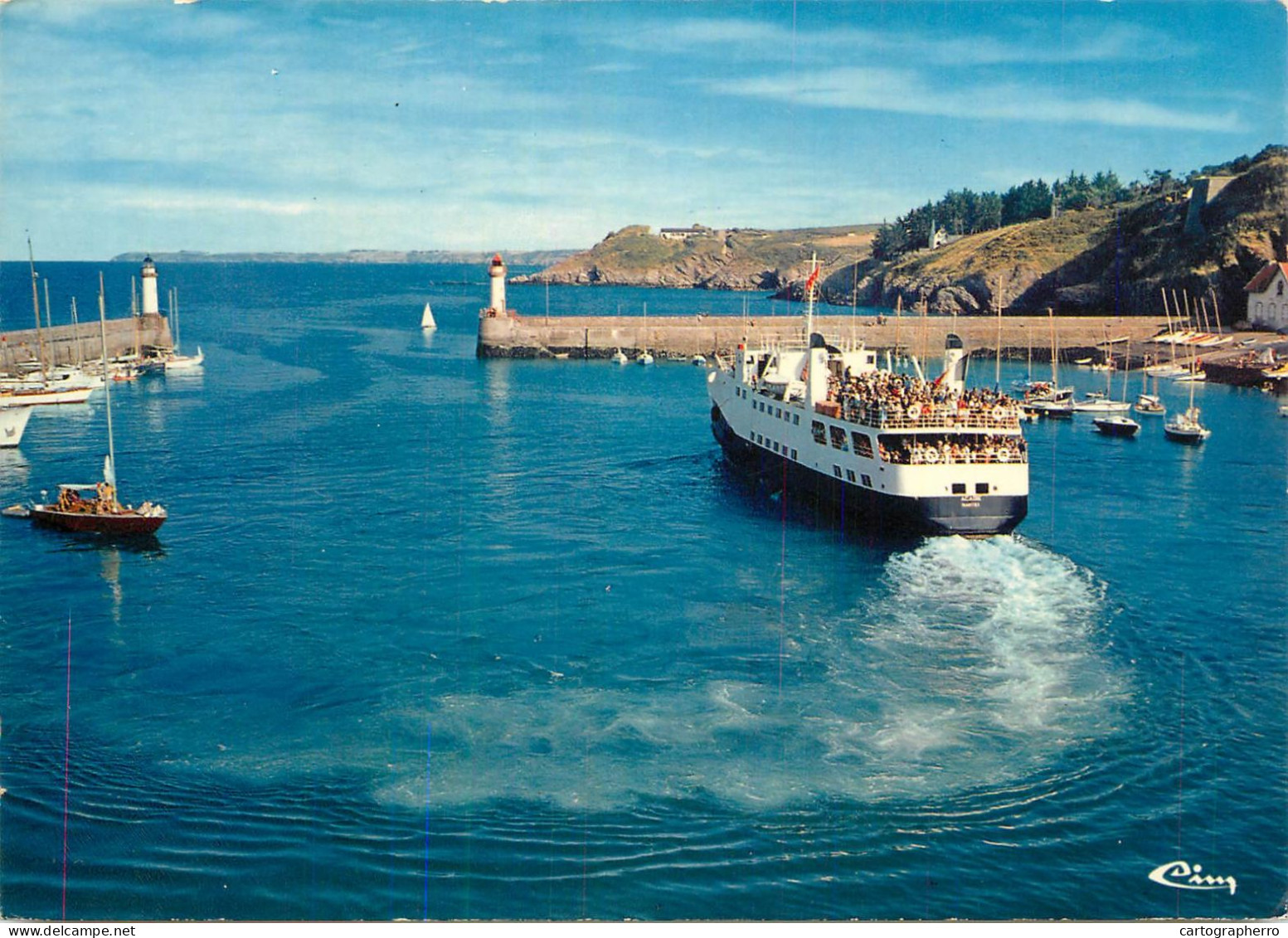 Navigation Sailing Vessels & Boats Themed Postcard Belle Ile En Mer Morbihan Le Palais  Pleasure Cruise Lighthouse - Segelboote