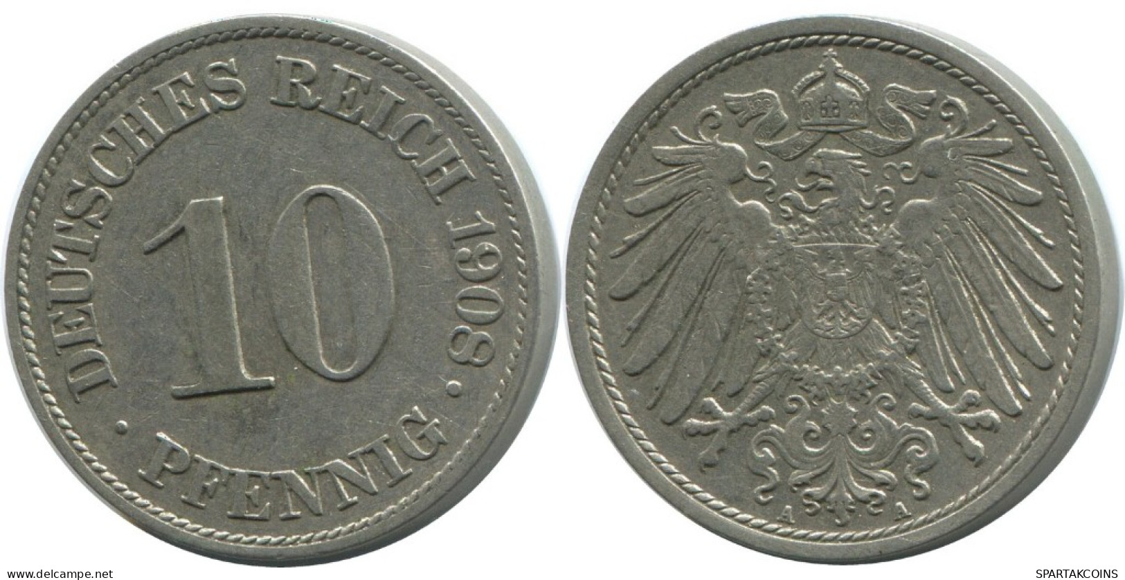 10 PFENNIG 1908 A ALLEMAGNE Pièce GERMANY #AE504.F.A - 10 Pfennig