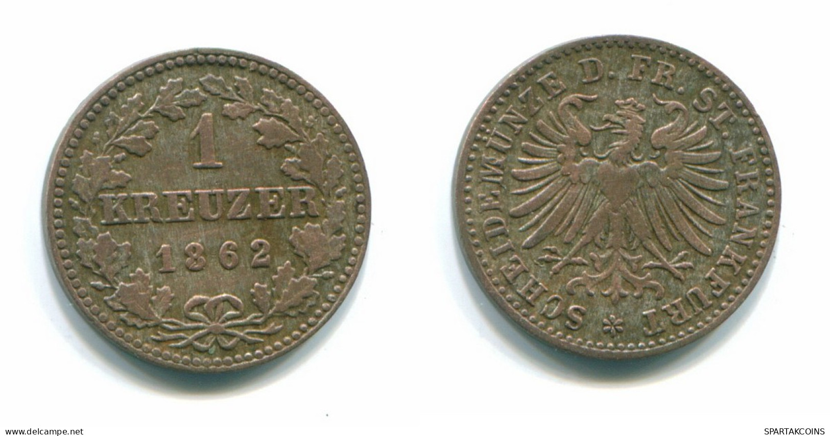 1 KREUZER 1862 Frankfurt ALLEMAGNE Pièce GERMANY #DE10143.3.F.A - Andere & Zonder Classificatie