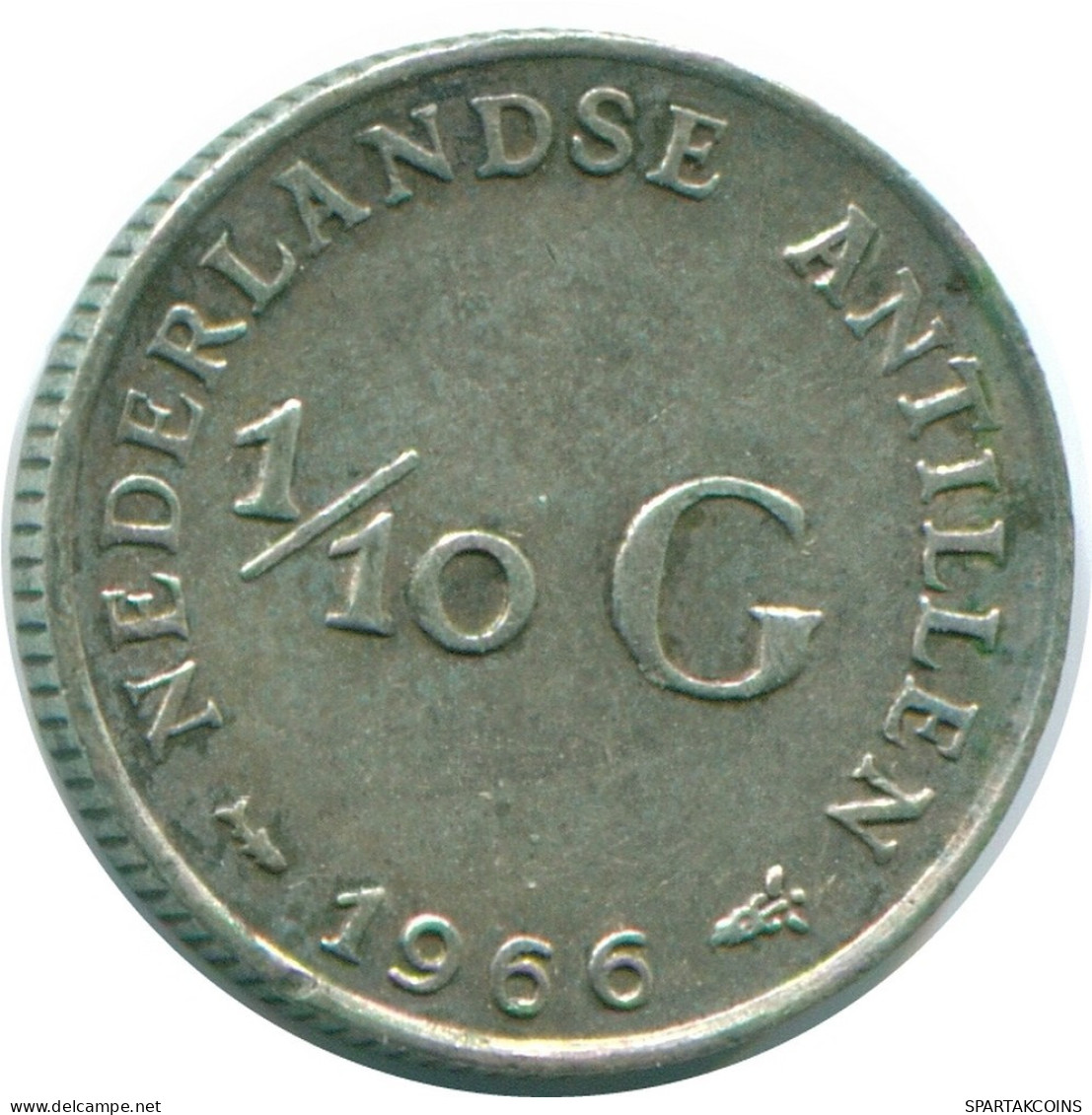 1/10 GULDEN 1966 ANTILLAS NEERLANDESAS PLATA Colonial Moneda #NL12679.3.E.A - Antille Olandesi