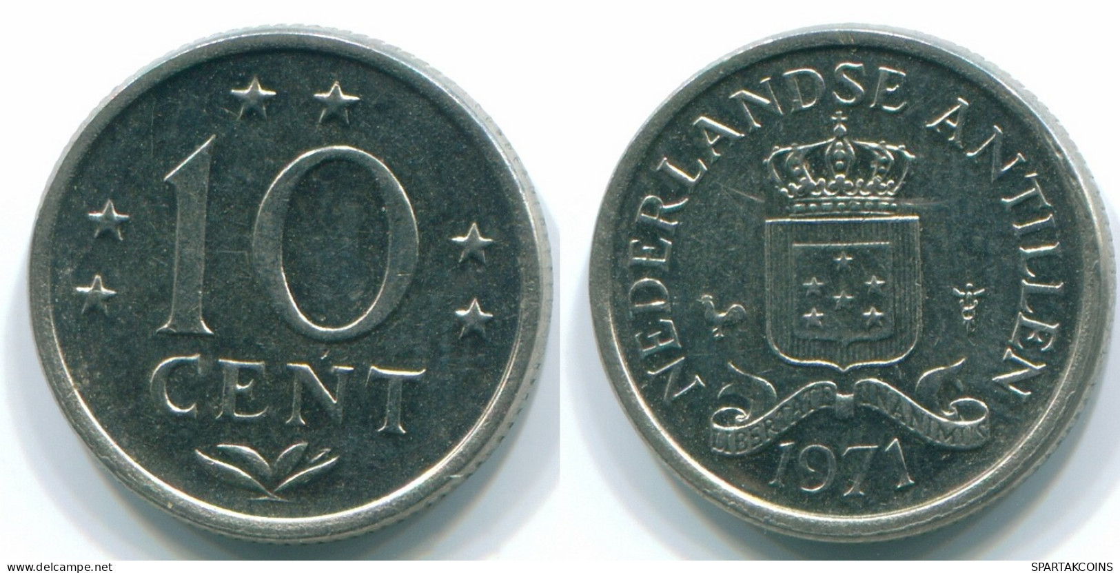 10 CENTS 1971 NIEDERLÄNDISCHE ANTILLEN Nickel Koloniale Münze #S13388.D.A - Niederländische Antillen