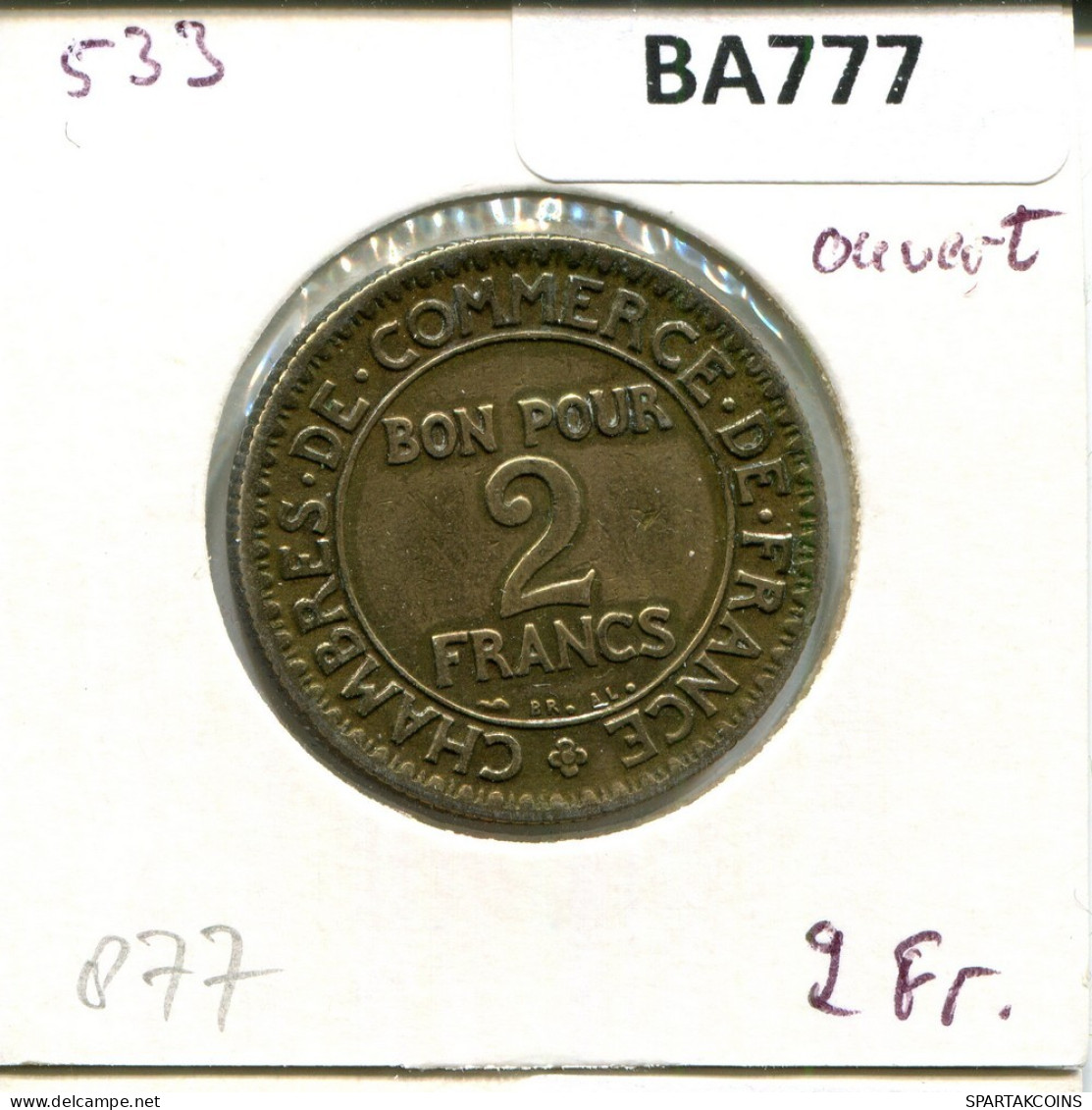 2 FRANCS 1924 FRANCIA FRANCE Moneda #BA777.E.A - 2 Francs