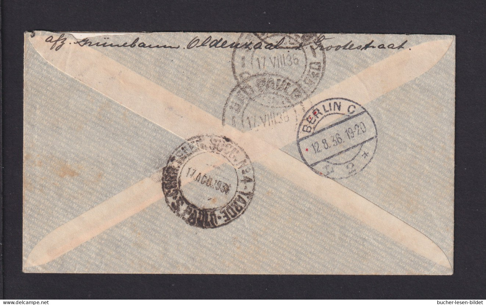 1936 - Flugpostbrief Ab Oldenzaal Nach Brasilien - Deutscher Flugpoststempel - Lettres & Documents