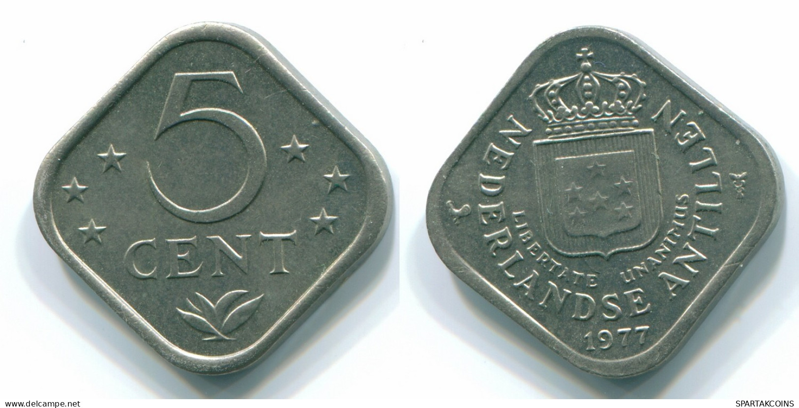 5 CENTS 1977 ANTILLAS NEERLANDESAS Nickel Colonial Moneda #S12276.E.A - Antille Olandesi
