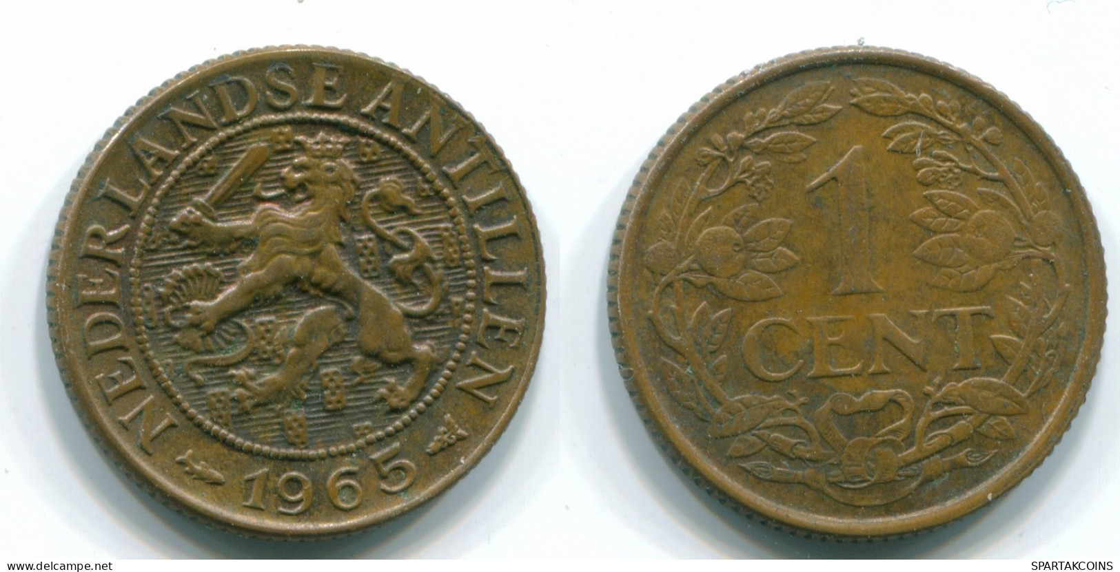 1 CENT 1965 ANTILLAS NEERLANDESAS Bronze Fish Colonial Moneda #S11127.E.A - Antille Olandesi