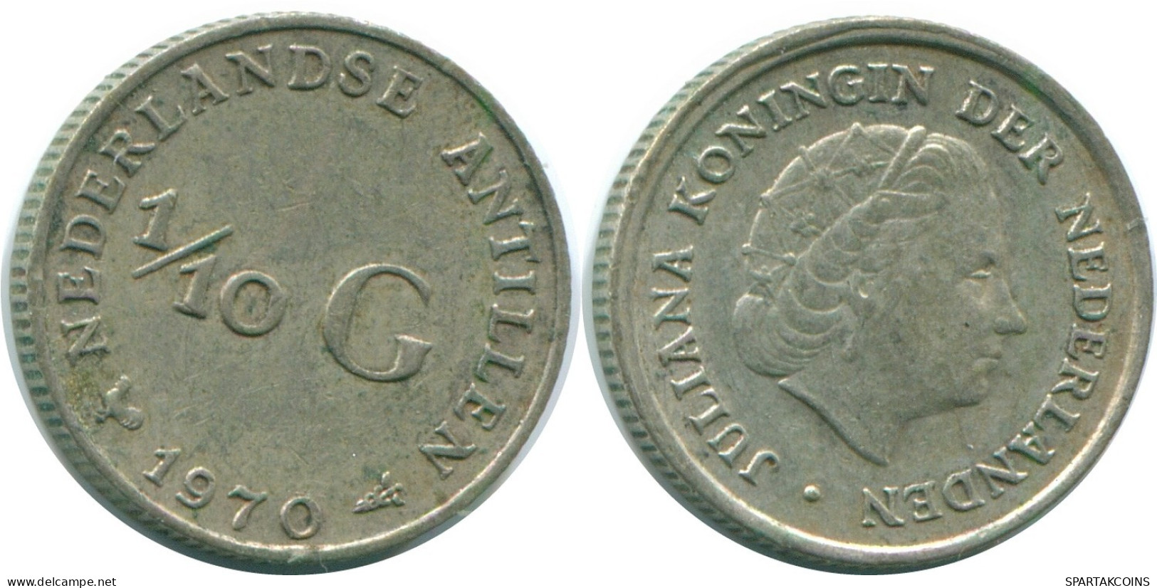 1/10 GULDEN 1970 NIEDERLÄNDISCHE ANTILLEN SILBER Koloniale Münze #NL13113.3.D.A - Netherlands Antilles
