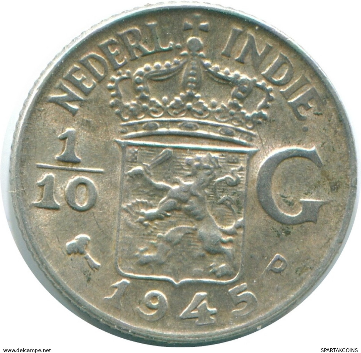 1/10 GULDEN 1945 P INDIAS ORIENTALES DE LOS PAÍSES BAJOS PLATA #NL14129.3.E.A - Indes Neerlandesas