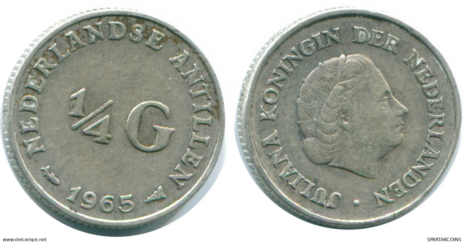 1/4 GULDEN 1965 NIEDERLÄNDISCHE ANTILLEN SILBER Koloniale Münze #NL11390.4.D.A - Antille Olandesi