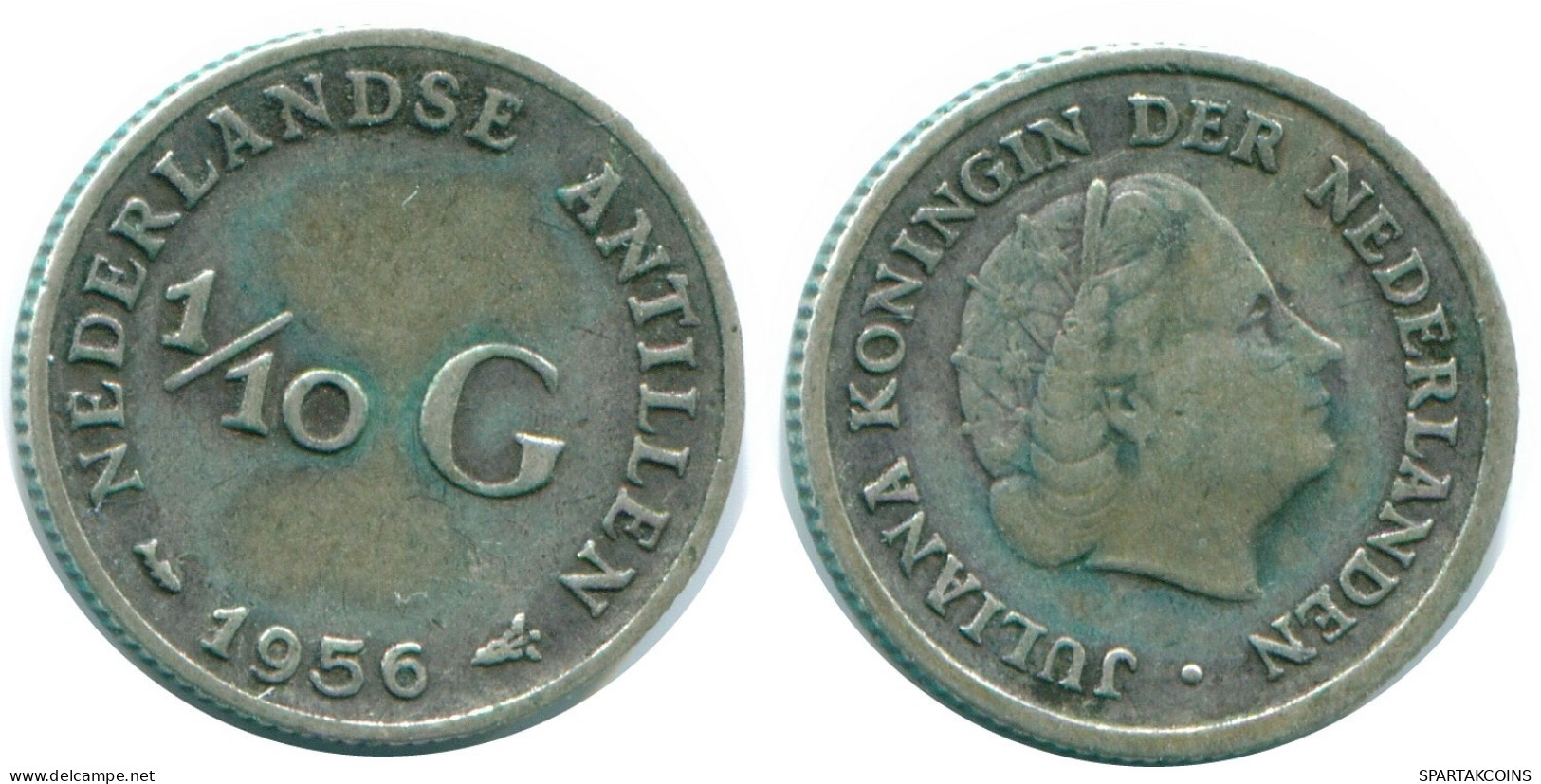 1/10 GULDEN 1956 NIEDERLÄNDISCHE ANTILLEN SILBER Koloniale Münze #NL12115.3.D.A - Niederländische Antillen